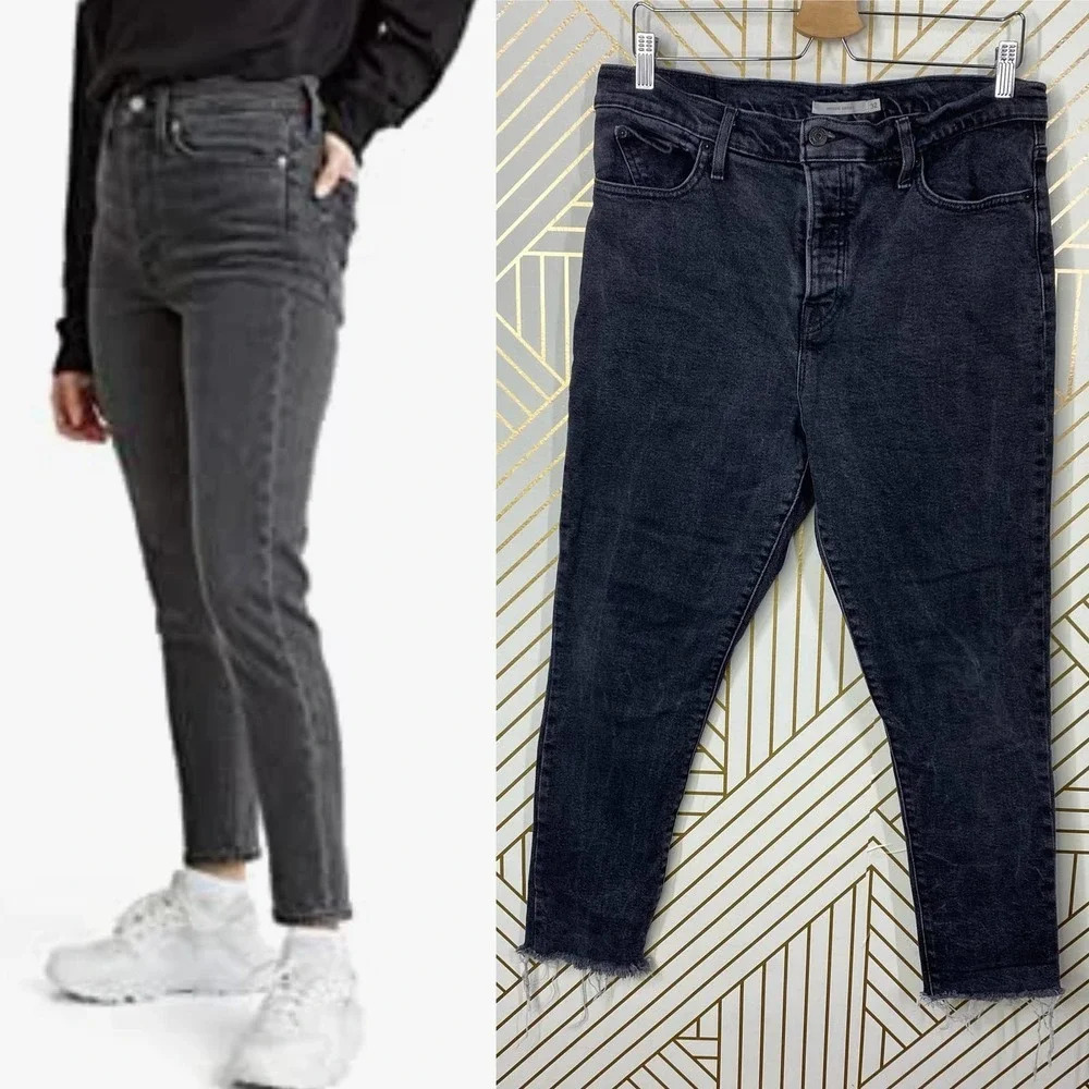 LEVIS Wedgie Skinny‎ Jeans in Black Gray Denim High Rise Size US 32